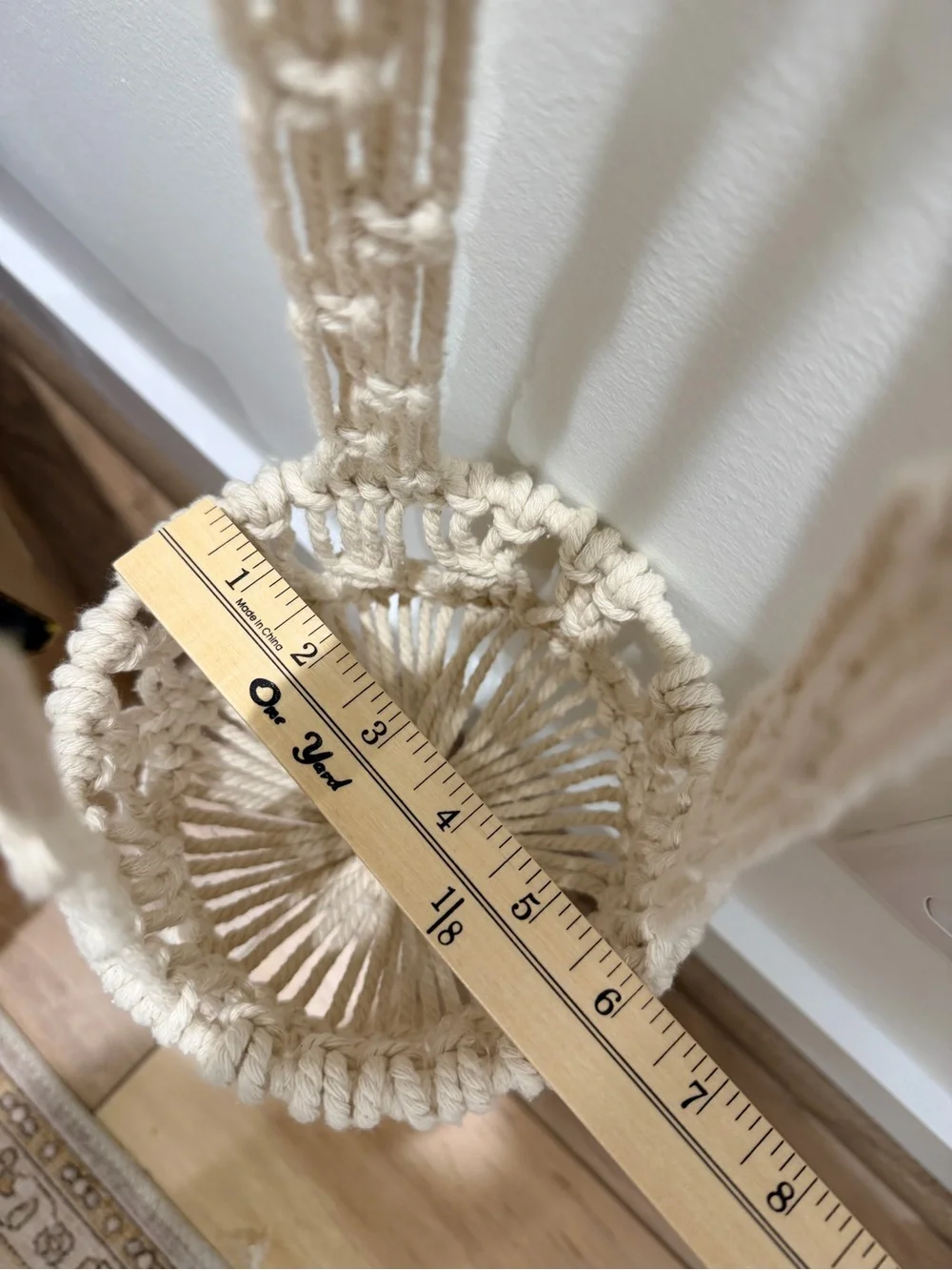 Macrame Hanging Plant Holder in Cream - Unbranded